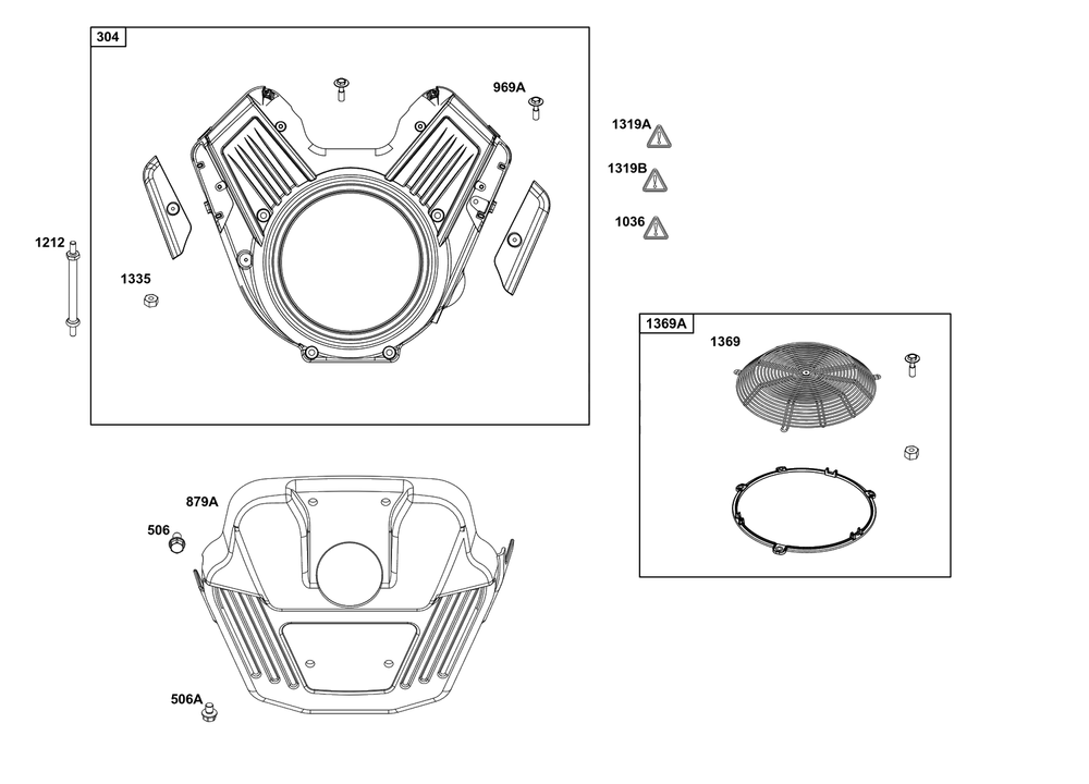 Blower Housing Group Diagram and Parts List for 61G877-0017-J1  Briggs and Stratton Engine